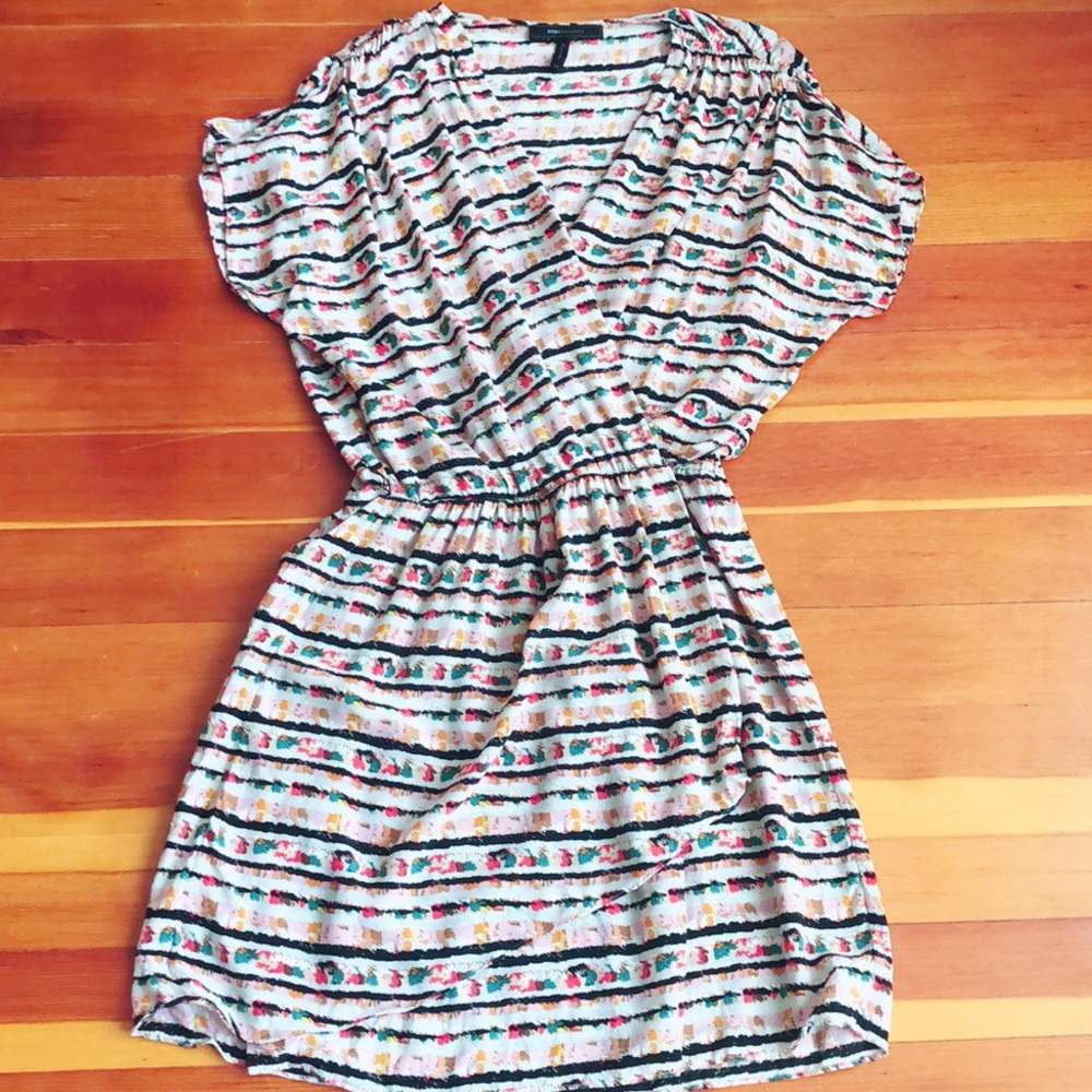BCBGMaxazria Parfait 100% Silk Short Sleeve Dress